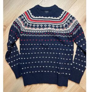 J.Crew Navy Fair Isle Lambswool Sweater –  Size XS  Classic navy